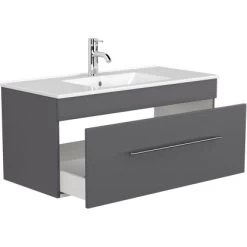 Posseik Badmöbel-Set Pro 100 Cm Anthrazit Seidenglanz 4-teilig -Badezimmerbedarf Geschäft 73 SPARSETPRO100000104DE 4