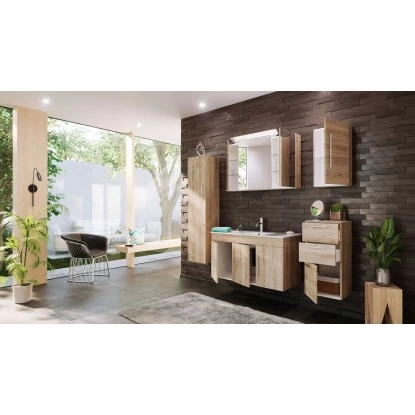 Posseik Badmöbel-Set Teramo 100 Cm Eiche Hell Seidenglanz5-teilig 5 Posseik Badmöbel-Set Teramo 100 Cm Eiche Hell Seidenglanz5-teilig – Bild 3