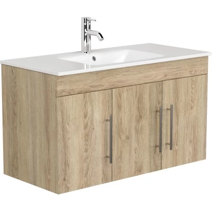 Posseik Badmöbel-Set Teramo 100 Cm Eiche Hell Seidenglanz5-teilig 6 Posseik Badmöbel-Set Teramo 100 Cm Eiche Hell Seidenglanz5-teilig – Bild 4