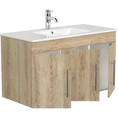 Posseik Badmöbel-Set Teramo 100 Cm Eiche Hell Seidenglanz5-teilig 7 Posseik Badmöbel-Set Teramo 100 Cm Eiche Hell Seidenglanz5-teilig – Bild 5