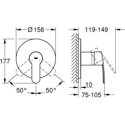 Grohe Einhand-Brausebatterie Eurostyle Cosmopolitan Chrom 4 Grohe Einhand-Brausebatterie Eurostyle Cosmopolitan Chrom – Bild 2