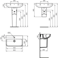 Ideal Standard Waschtisch I.life S 60 Cm Weiß -Badezimmerbedarf Geschäft 8014140491569 3049 VM 08