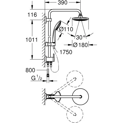 Grohe Duschsystem Mit Umstellung Vitalio Joy 180 4 Grohe Duschsystem Mit Umstellung Vitalio Joy 180 – Bild 2