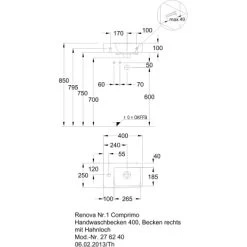 Geberit Handwaschbecken Renova Compact40 Cm Weiß Hl & Ül KeraTect 7 Geberit Handwaschbecken Renova Compact40 Cm Weiß Hl & Ül KeraTect -Badezimmerbedarf Geschäft 8406 print masszeichnung 5