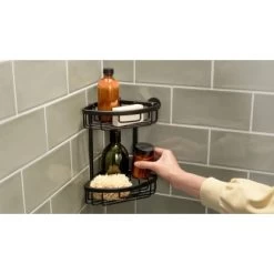 Tesa Aluxx Eckduschkorb Zweistöckig Schwarz Matt Inkl. Klebelösung -Badezimmerbedarf Geschäft 855270 2009 04