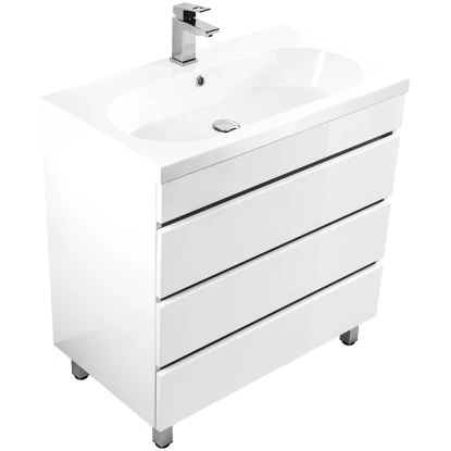 Posseik Stand-Waschplatz 70 Cm Metis Weiß Hochglanz Mit Grifflosen Schubladen 4 Posseik Stand-Waschplatz 70 Cm Metis Weiß Hochglanz Mit Grifflosen Schubladen – Bild 2