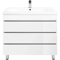 Posseik Stand-Waschplatz 70 Cm Metis Weiß Hochglanz Mit Grifflosen Schubladen 10 Posseik Stand-Waschplatz 70 Cm Metis Weiß Hochglanz Mit Grifflosen Schubladen -Badezimmerbedarf Geschäft 873 METIS70STAND000101DE 3