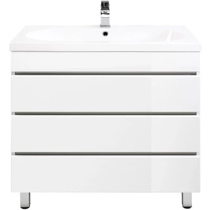 Posseik Stand-Waschplatz 70 Cm Metis Weiß Hochglanz Mit Grifflosen Schubladen 5 Posseik Stand-Waschplatz 70 Cm Metis Weiß Hochglanz Mit Grifflosen Schubladen – Bild 3