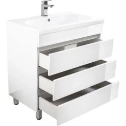 Posseik Stand-Waschplatz 70 Cm Metis Weiß Hochglanz Mit Grifflosen Schubladen 12 Posseik Stand-Waschplatz 70 Cm Metis Weiß Hochglanz Mit Grifflosen Schubladen -Badezimmerbedarf Geschäft 873 METIS70STAND000101DE 5