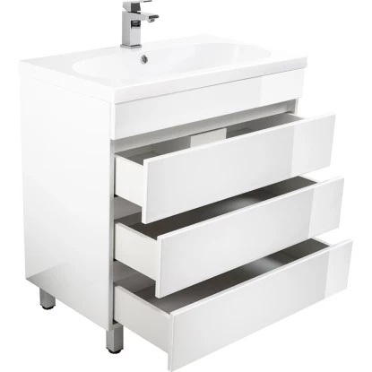 Posseik Stand-Waschplatz 70 Cm Metis Weiß Hochglanz Mit Grifflosen Schubladen 7 Posseik Stand-Waschplatz 70 Cm Metis Weiß Hochglanz Mit Grifflosen Schubladen – Bild 5