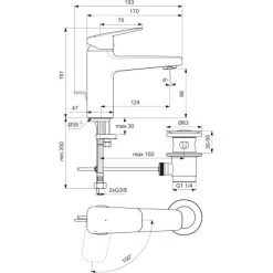Ideal Standard Waschtischarmatur Ceraplan Chrom BlueStart H90 -Badezimmerbedarf Geschäft 887637 3049 4
