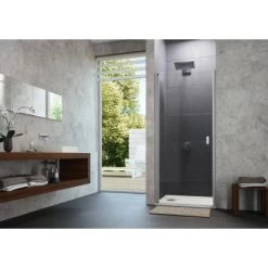 Hüppe 4-Eck-Schwingtür Design Pure BxH: 80 Cm X 190 Cm Silber Matt