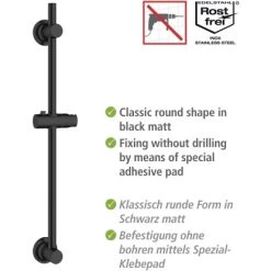 Wenko Duschstange Schwarz Befestigen Ohne Bohren 10 Wenko Duschstange Schwarz Befestigen Ohne Bohren -Badezimmerbedarf Geschäft 903403 1068 03