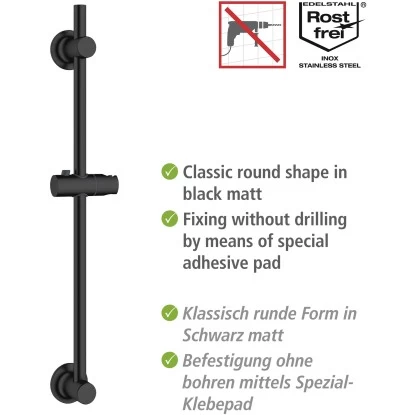 Wenko Duschstange Schwarz Befestigen Ohne Bohren 6 Wenko Duschstange Schwarz Befestigen Ohne Bohren – Bild 4