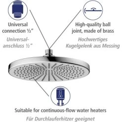 Wenko Regenduschkopf Ultimate Shower Chrom/Weiß Ø 25 Cm -Badezimmerbedarf Geschäft 903508 1068 03