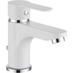 VerosanPro Einhebel-Waschtischarmatur Madrid Matt Weiß Mit Ablaufgarnitur