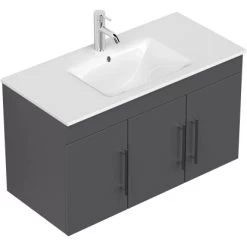 Posseik Waschplatz Teramo 100 Cm Anthrazit Seidenglanz 2-teilig -Badezimmerbedarf Geschäft 9582 4873 TERAMO000104DE 3