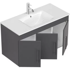 Posseik Waschplatz Teramo 100 Cm Anthrazit Seidenglanz 2-teilig -Badezimmerbedarf Geschäft 9582 4873 TERAMO000104DE 4