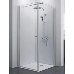 Breuer Drehtür Links Für Seitenwand Elana 8 Silber Matt Klarglas 90 Cm