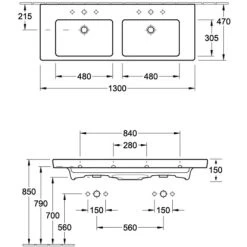 Villeroy & Boch Doppel-Waschplatz 130 Cm Subway 2.0 Anthrazit Seidenglanz -Badezimmerbedarf Geschäft ay anthrazit seidenglanz 7
