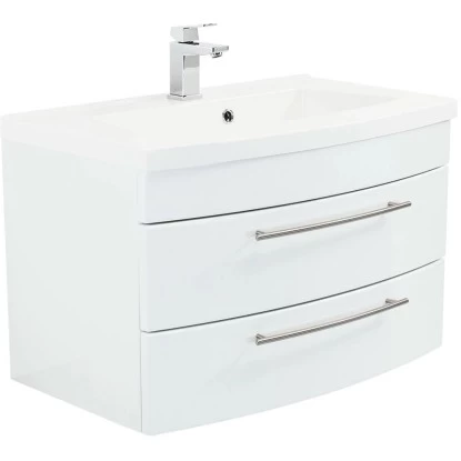 Posseik Waschplatz Luna 82 Cm Weiß Hochglanz 4 Posseik Waschplatz Luna 82 Cm Weiß Hochglanz – Bild 2