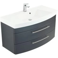 Posseik Waschplatz Luna 100,5 Cm Anthrazit Seidenglanz