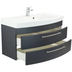 Posseik Waschplatz Luna 100,5 Cm Anthrazit Seidenglanz -Badezimmerbedarf Geschäft oebel luna 100 anthrazit 4