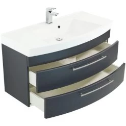 Posseik Waschplatz Luna 100,5 Cm Anthrazit Seidenglanz -Badezimmerbedarf Geschäft oebel luna 100 anthrazit 5